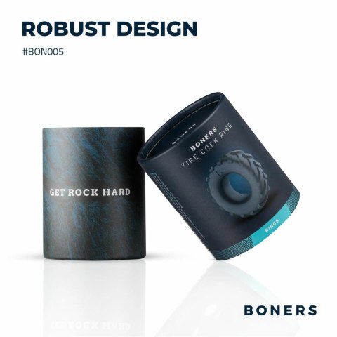 Boners Tire Cock Ring silikonowy pierścień erekcyjny uciskowy na penisa szary