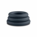 Boners 3‑Piece Cock Ring Set silikonowy zestaw 3 pierścieni erekcyjnych szary