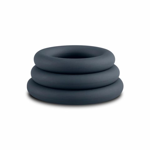 Boners 3‑Piece Cock Ring Set silikonowy zestaw 3 pierścieni erekcyjnych szary