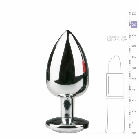 Metalowy Korek Analny z Przezroczystym Diamentem - Srebrny