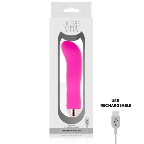 Dolce Vita Wibrator Akumulatorowy 7 Trybow Rożowy 13,2 cm USB Dolce Vita Wibrator Akumulatorowy 7 Trybow Rożowy 13,2 cm USB