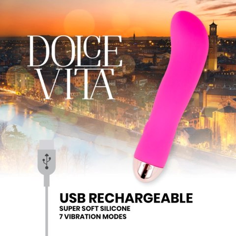 Dolce Vita Wibrator Akumulatorowy 7 Trybow Rożowy 13,2 cm USB Dolce Vita Wibrator Akumulatorowy 7 Trybow Rożowy 13,2 cm USB