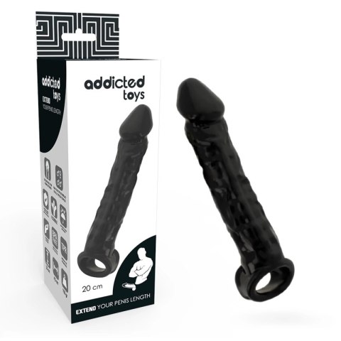 Addicted Toys - Czarna nakładka anatomiczna z pierścieniem, 20 cm
