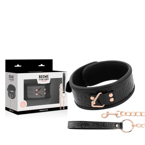 BEGME Black Edition Premium - Kołnierz z wegańskiej skory i neoprenem BEGME Black Edition Premium - Kołnierz z wegańskiej skory i neoprenem