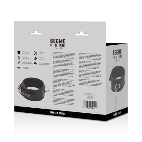 BEGME Black Edition Premium - Kołnierz z wegańskiej skory i neoprenem BEGME Black Edition Premium - Kołnierz z wegańskiej skory i neoprenem