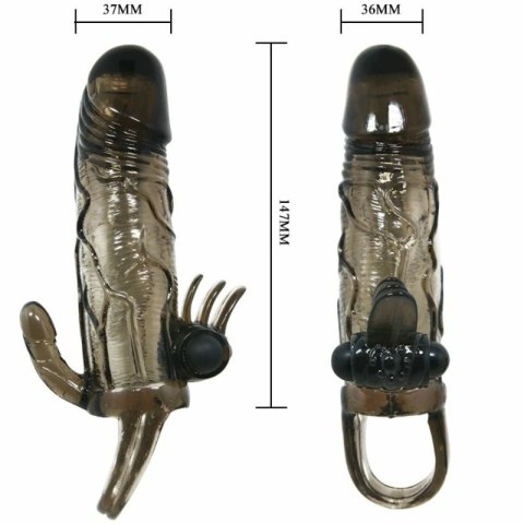 Baile Brave Man - Czarna nakładka z podwojnym systemem wibracyjnym, 16,5 cm Baile Brave Man - Czarna nakładka z podwojnym systemem wibracyjnym, 16,5 cm