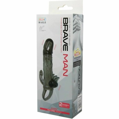 Baile Brave Man - Czarna nakładka z podwojnym systemem wibracyjnym, 16,5 cm Baile Brave Man - Czarna nakładka z podwojnym systemem wibracyjnym, 16,5 cm