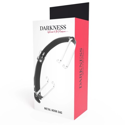 Darkness Gag z czarnym hakiem - regulowany pasek, skora, uniwersalny Darkness Gag z czarnym hakiem - regulowany pasek, skora, uniwersalny