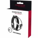 Darkness Metalowy Pierścień Regulowany Czarny Skora Syntetyczna