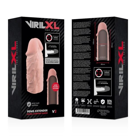 VirilXL V3 - Nakładka silikonowa do powiększania i pogrubiania, naturalny kolor VirilXL V3 - Nakładka silikonowa do powiększania i pogrubiania, naturalny kolor