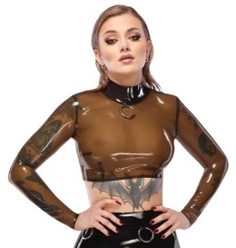 LateX Koszulka damska lateksowa długi rękaw czarna S z zamkiem