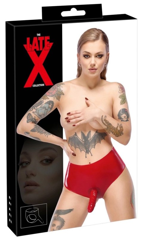 LateX Majtki lateksowe czerwone z elementem zewnętrznym 15 cm 2XL LateX Majtki lateksowe czerwone z elementem zewnętrznym 15 cm 2XL