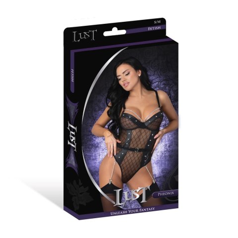 Magic Silk Body Phoenix L/XL z łańcuszkami i ćwiekami, czarny połysk Magic Silk Body Phoenix L/XL z łańcuszkami i ćwiekami, czarny połysk