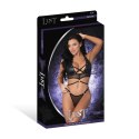Magic Silk Nadia SM - Top i stringi z pierścieniami i ćwiekami, czarne