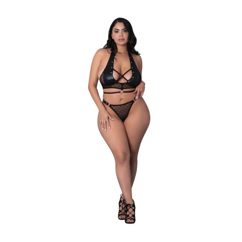 Magic Silk Nadia komplet top + stringi 2XL z pierścieniami i ćwiekami Magic Silk Nadia komplet top + stringi 2XL z pierścieniami i ćwiekami