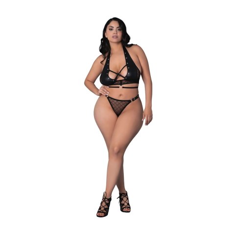 Magic Silk Nadia komplet top + stringi 2XL z pierścieniami i ćwiekami Magic Silk Nadia komplet top + stringi 2XL z pierścieniami i ćwiekami
