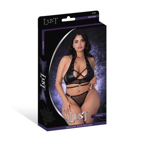Magic Silk Nadia komplet top + stringi 2XL z pierścieniami i ćwiekami Magic Silk Nadia komplet top + stringi 2XL z pierścieniami i ćwiekami