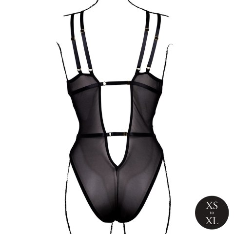 Obsessive Black Lace Bodysuit z Regulacją, Model z Fiszbiny, One Size Obsessive Black Lace Bodysuit z Regulacją, Model z Fiszbiny, One Size