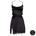 Obsessive Sukienka Silk Black One Size z Krzyżowanymi Ramiączkami i Rozcięciem
