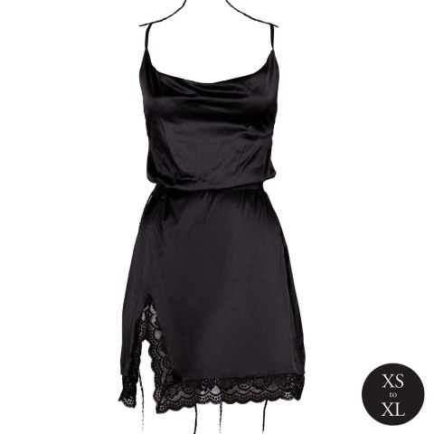 Obsessive Sukienka Silk Black One Size z Krzyżowanymi Ramiączkami i Rozcięciem Obsessive Sukienka Silk Black One Size z Krzyżowanymi Ramiączkami i Rozcięciem
