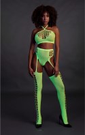 Ouch! Neon Set dwuczęściowy top z pończochami XS/L roż UV