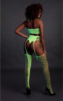 Ouch! Neon Set dwuczęściowy top z pończochami XS/L roż UV