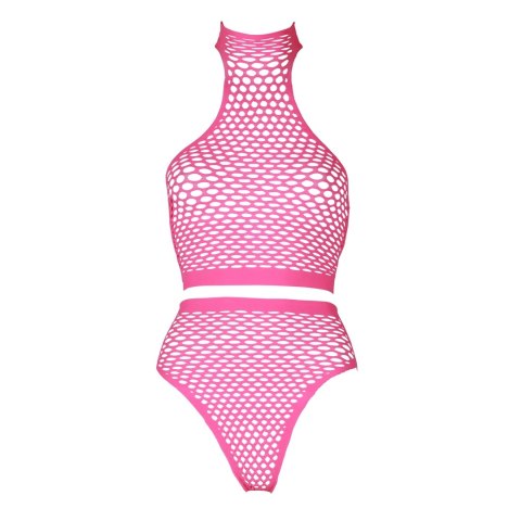 Ouch! by Shots Neon Set Top z Stojką i Majtki Wysoki Stan XS/L Roż