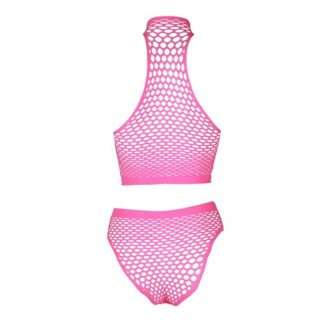 Ouch! by Shots Neon Set Top z Stojką i Majtki Wysoki Stan XS/L Roż