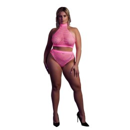 Ouch! by Shots Neon Zestaw Bielizny UV Top Stojka + Wysoki Stan XL/XXXXL