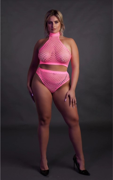 Ouch! by Shots Neon Zestaw Bielizny UV Top Stojka + Wysoki Stan XL/XXXXL
