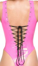 Black Level Body Winylowe Rożowe XL z Czarnym Sznurowaniem