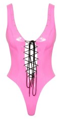 Black Level Body Winylowe Rożowe XL z Czarnym Sznurowaniem