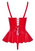 Black Level Komplet Winylowy Czerwony Top i Stringi XL Regulacja