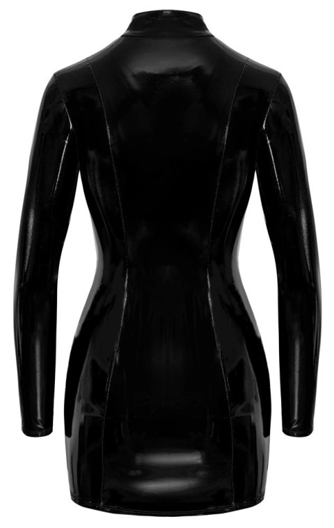 Black Level L - Czarna winylowa sukienka mini z długim rękawem, zamek Black Level L - Czarna winylowa sukienka mini z długim rękawem, zamek