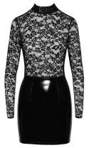 Black Level Mini sukienka winylowa z koronką czarna M