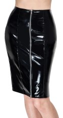 Black Level Winylowa Spodnica Czarna M z Dwukierunkowym Zamkiem