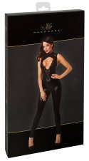 Noir Orgia XL - Czarny kombinezon z koronkową gorą i efektem wet look