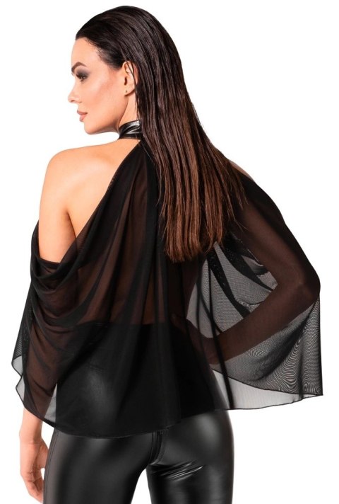 Noir Orgia Top z Tiulu Czarny Zwiewny Asymetryczny XL Noir Orgia Top z Tiulu Czarny Zwiewny Asymetryczny XL