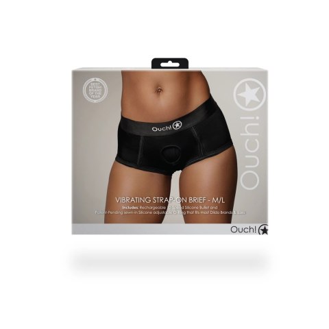 Ouch! Vibrating Strap-on Brief M/L - majtki z paskiem i wibracją Ouch! Vibrating Strap-on Brief M/L - majtki z paskiem i wibracją