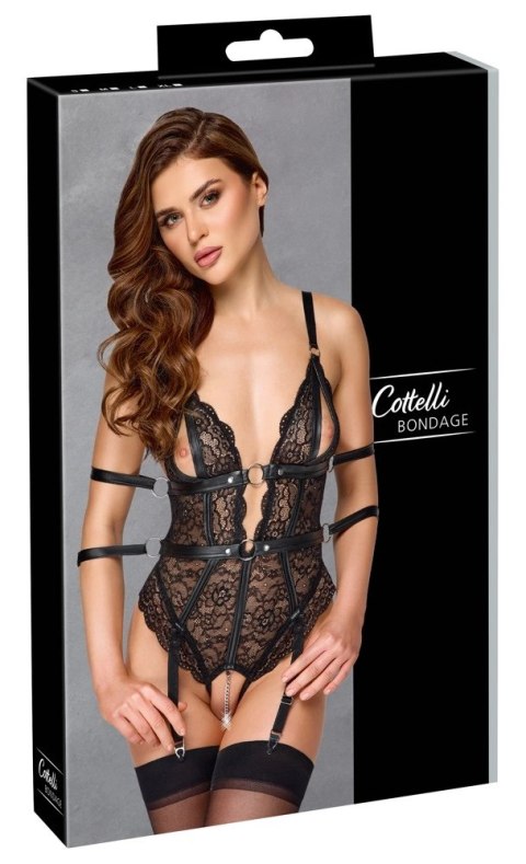 Cottelli Bondage Body Koronkowe XL z Mankietami i Odpinanymi Paskami
