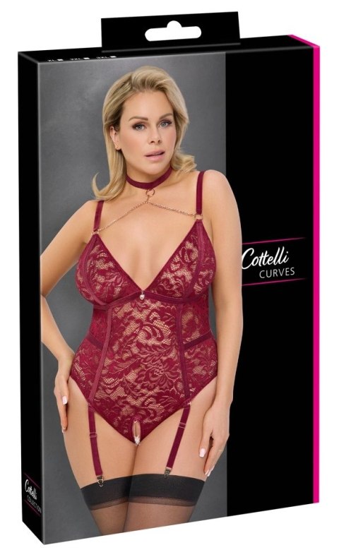 Cottelli CURVES Body Plus Size XL Koronka Czerwone, Bez Krocza Cottelli CURVES Body Plus Size XL Koronka Czerwone, Bez Krocza