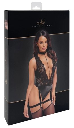 Noir Body koronkowe z paskami do pończoch czarne L model Libido