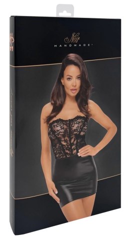 Noir Libido L - Czarna mini sukienka z koronką i sznurowaniem