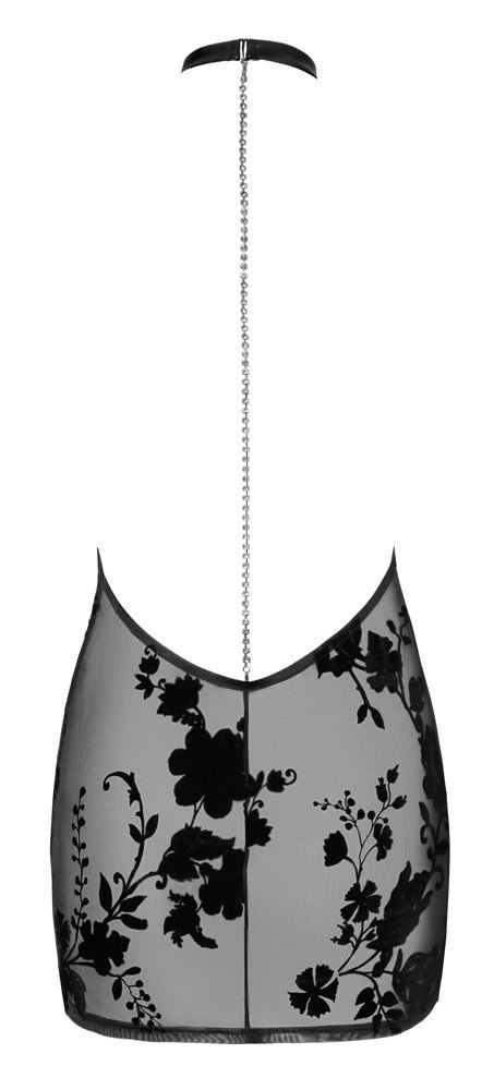 Noir Libido L czarna transparentna mini sukienka tiulowa z motywem kwiatowym Noir Libido L czarna transparentna mini sukienka tiulowa z motywem kwiatowym