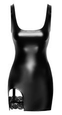 Noir Mini Sukienka Czarna XL na Ramiączkach z Koronką
