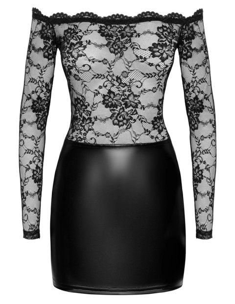 Noir Orgia Exclusive S czarna mini sukienka z koronką i długim rękawem Noir Orgia Exclusive S czarna mini sukienka z koronką i długim rękawem