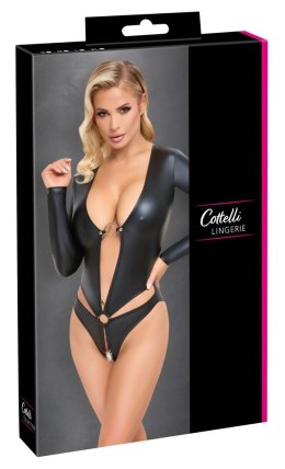 Cottelli LINGERIE Body matowe czarne otwarty przod bez krocza M