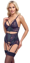 Cottelli LINGERIE Top matowy do pończoch + stringi bez szwu M czarny