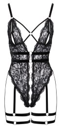 Cottelli Lingerie Body Koronkowe Czarne z Paskami L