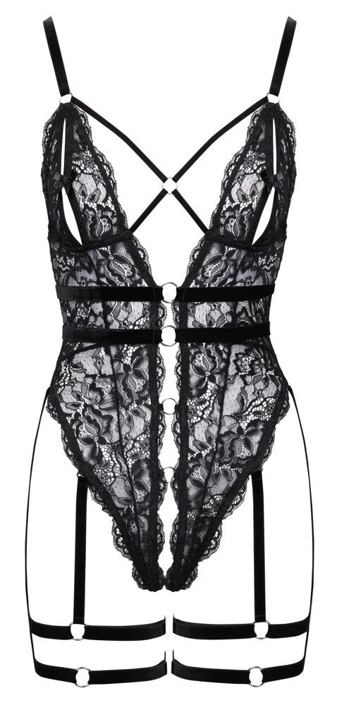 Cottelli Lingerie Body Koronkowe Czarne z Paskami L Cottelli Lingerie Body Koronkowe Czarne z Paskami L